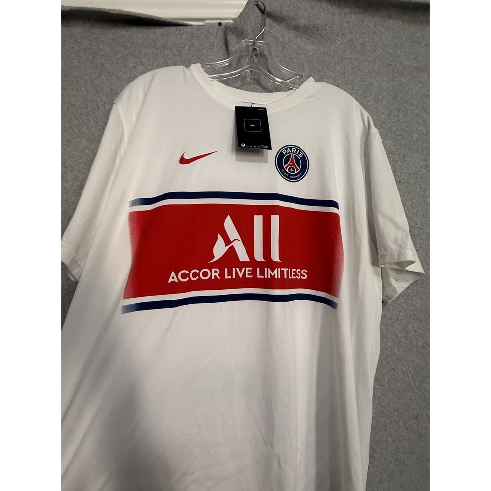Paris Saint-Germain Shirt Mens 2XL White Soccer PSG Nike Dri-FIT Mbappe 7 Tee